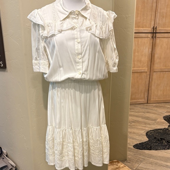 Double D Ranch Cream Ruffled Midi Dress - Picture 2 of 5